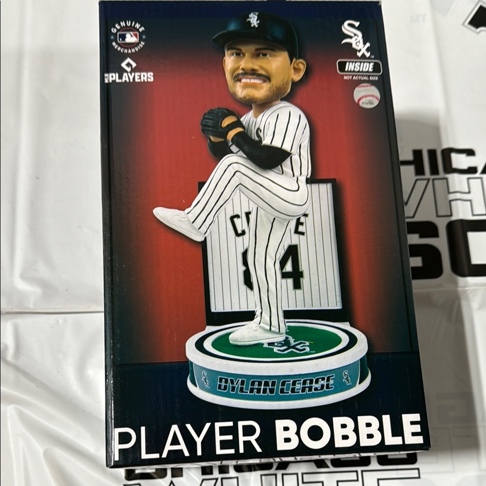 New in box white Sox Dylan cease player bobble